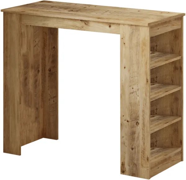 NORDVÄRK ST1 barbord, med 3 hyllor - natur melamin (120x51,6)