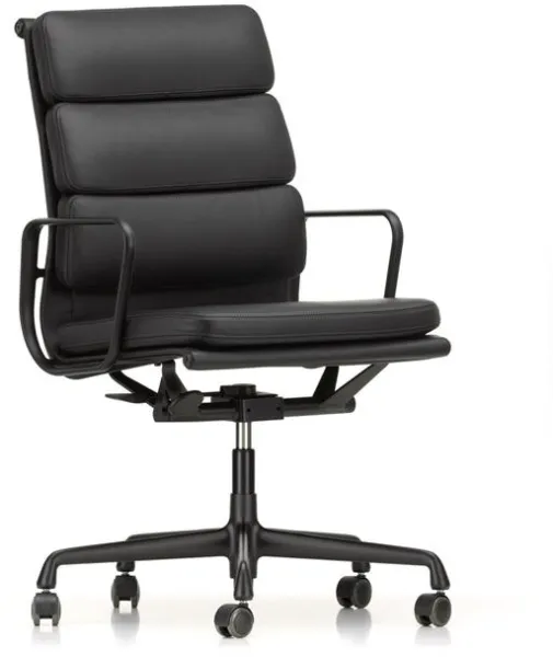 Vitra Soft Pad EA 219 Kontorsstol med Swivel & Hög Rygg Nero