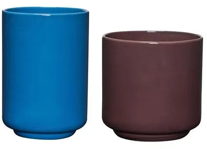 Hübsch Deux Krukset Set om 2 Rödbrun/Blå