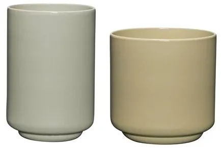 Hübsch Deux Potte Set om 2 Ljusgrön/Sand